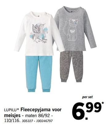 Promoties Fleecepyjama voor meisjes - Lupilu - Geldig van 01/12/2018 tot 31/12/2018 bij Lidl