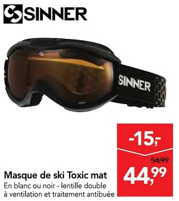 Promotions Masque de ski toxic mat - Sinner - Valide de 05/12/2018 à 18/12/2018 chez Makro