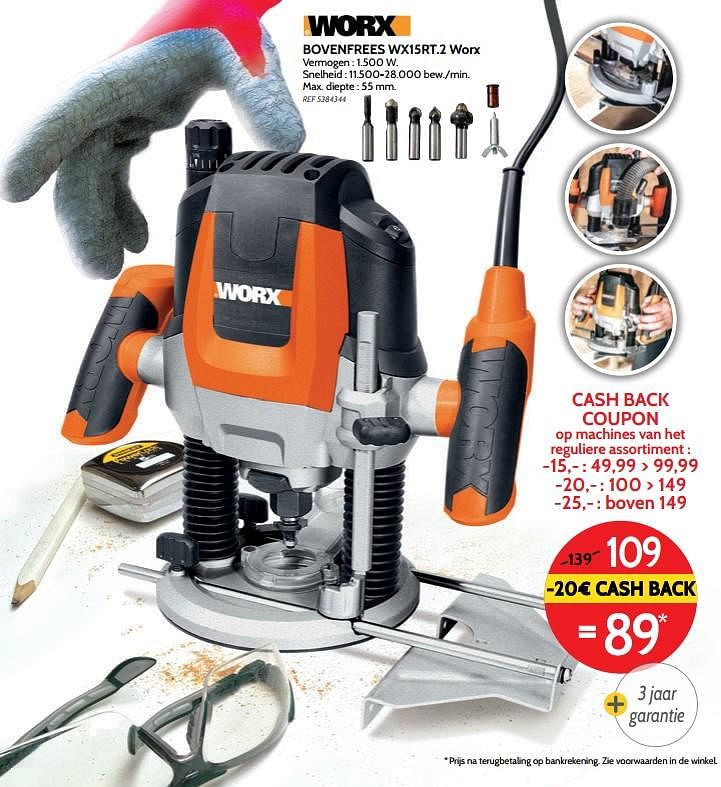 Worx Bovenfrees wx15rt.2 worx Promotie bij BricoPlanit