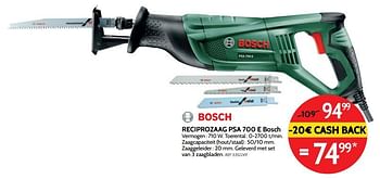 Promoties Reciprozaag psa 700 e bosch - Bosch - Geldig van 05/12/2018 tot 31/12/2018 bij BricoPlanit