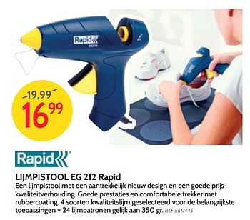 Promoties Lijmpistool eg 212 rapid - Rapid - Geldig van 05/12/2018 tot 31/12/2018 bij BricoPlanit