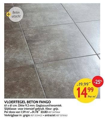 Promotions Vloertegel beton fango - Produit maison - BricoPlanit - Valide de 05/12/2018 à 31/12/2018 chez BricoPlanit