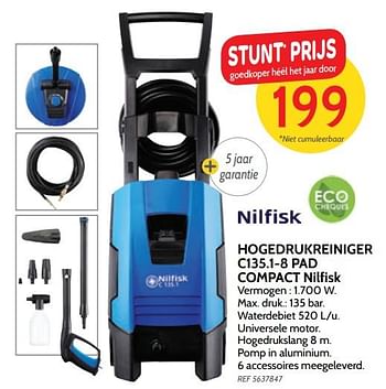 Promotions Hogedrukreiniger c135.1-8 pad compact nilfisk - Nilfisk - Valide de 05/12/2018 à 31/12/2018 chez BricoPlanit