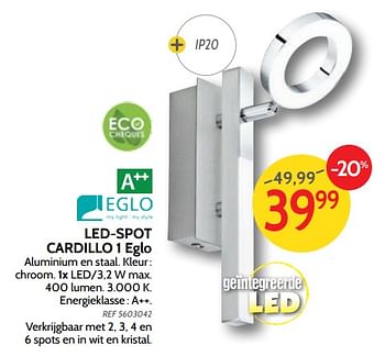 Promoties Led-spot cardillo 1 eglo - Eglo - Geldig van 05/12/2018 tot 31/12/2018 bij BricoPlanit