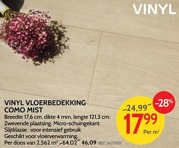 Promoties Vinyl vloerbedekking como mist - Huismerk - BricoPlanit - Geldig van 05/12/2018 tot 31/12/2018 bij BricoPlanit