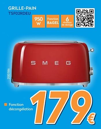 Promotions Smeg grille-pain tsf02rdeu - Smeg - Valide de 03/12/2018 à 31/12/2018 chez Krefel