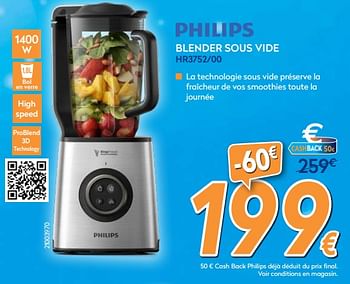 Promoties Philips blender sous vide hr3752-00 - Philips - Geldig van 03/12/2018 tot 31/12/2018 bij Krefel