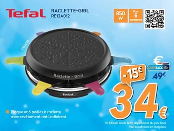 Promoties Tefal raclette-gril re12a012 - Tefal - Geldig van 03/12/2018 tot 31/12/2018 bij Krefel