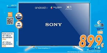 Promotions Sony led tv kd-55xf8599 - Sony - Valide de 03/12/2018 à 31/12/2018 chez Krefel