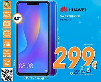 Promotions Huawei smartphone p smart + - Huawei - Valide de 03/12/2018 à 31/12/2018 chez Krefel