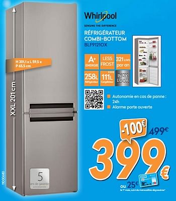 Promotions Whirlpool réfrigérateur combi-bottom blf9121ox - Whirlpool - Valide de 03/12/2018 à 31/12/2018 chez Krefel