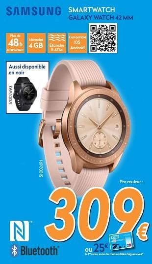 Promotions Samsung smartwatch galaxy watch 42 mm - Samsung - Valide de 03/12/2018 à 31/12/2018 chez Krefel