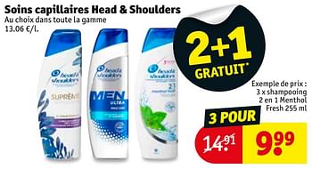 Promoties Shampooing 2 en 1 menthol fresh - Head & Shoulders - Geldig van 27/11/2018 tot 09/12/2018 bij Kruidvat