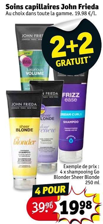 Promotions Shampooing go blonder sheer blonde - John Frieda - Valide de 27/11/2018 à 09/12/2018 chez Kruidvat