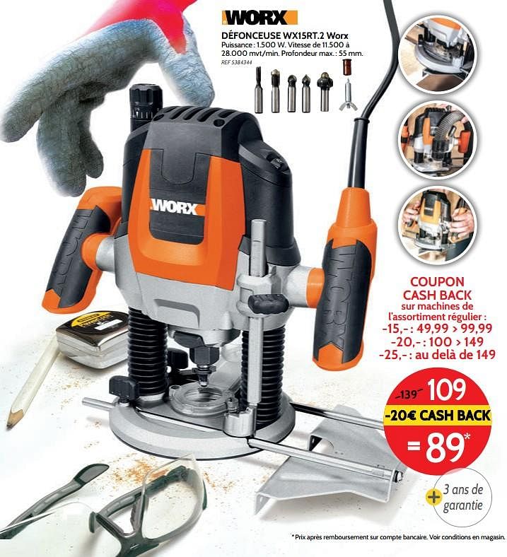 Worx D fonceuse wx15rt.2 worx En promotion chez BricoPlanit