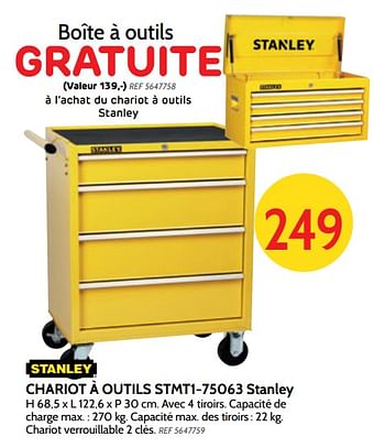 Promotions Chariot à outils stmt1-75063 stanley - Stanley - Valide de 05/12/2018 à 31/12/2018 chez BricoPlanit