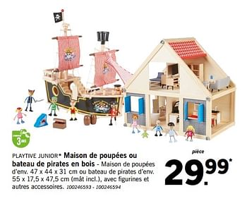 Promotions Maison de poupées ou bateau de pirates en bois - Playtive Junior - Valide de 01/12/2018 à 31/12/2018 chez Lidl