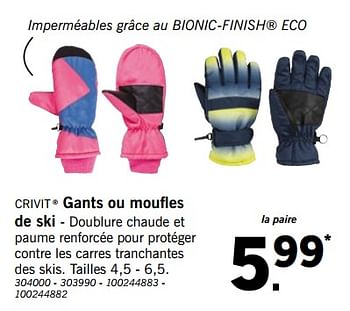Promoties Gants ou moufles de ski - Crivit - Geldig van 01/12/2018 tot 31/12/2018 bij Lidl