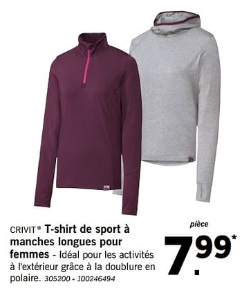 Promotions T-shirt de sport à manches longues pour femmes - Crivit - Valide de 01/12/2018 à 31/12/2018 chez Lidl
