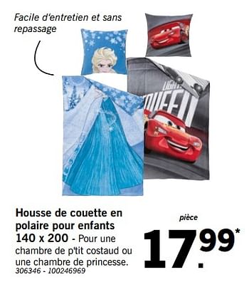 Promotions Housse de couette en polaire pour enfants - Produit maison - Lidl - Valide de 01/12/2018 à 31/12/2018 chez Lidl