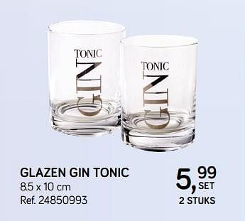 Promoties Glazen gin tonic - Cosy & Trendy - Geldig van 04/12/2018 tot 08/01/2019 bij Supra Bazar