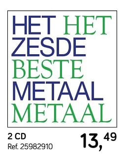 Promoties 2 cd het het zesde beste metaal metaal - Huismerk - Supra Bazar - Geldig van 04/12/2018 tot 08/01/2019 bij Supra Bazar