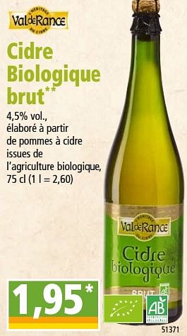 Promoties Cidre biologique brut - Valderance - Geldig van 05/12/2018 tot 11/12/2018 bij Norma