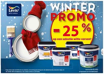 Promoties Winter promo -25% op een selectie witte verven - Levis - Geldig van 04/12/2018 tot 31/12/2018 bij Bouwcenter Frans Vlaeminck