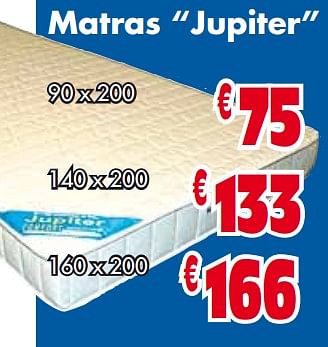 Promotions Matras jupiter - Produit maison - Budgetmeubelen - Valide de 01/12/2018 à 31/12/2018 chez Budget Meubelen