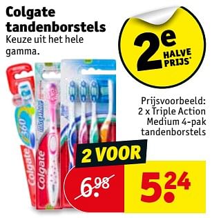Promoties Triple action medium 4-pak tandenborstels - Colgate - Geldig van 04/12/2018 tot 09/12/2018 bij Kruidvat