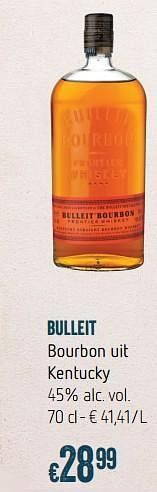 Promoties Bulleit bourbon uit kentucky - Bulleit - Geldig van 28/11/2018 tot 31/12/2018 bij Delhaize