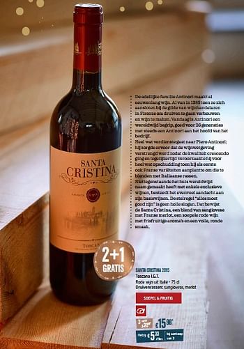 Promoties Santa cristina 2015 toscana i.g.t. rode wijn uit italië - Rode wijnen - Geldig van 28/11/2018 tot 31/12/2018 bij Delhaize