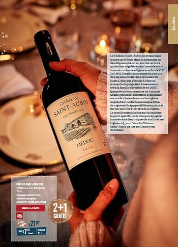 Promotions Château saint-aubin 2016 médoc a.c. cru bourgeois - Vins rouges - Valide de 28/11/2018 à 31/12/2018 chez Delhaize