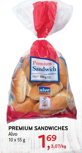 Promoties Premium sandwiches alvo - Huismerk - Alvo - Geldig van 05/12/2018 tot 18/12/2018 bij Alvo