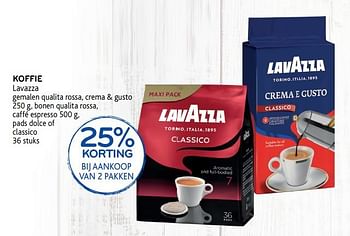 Promoties 25% korting bij aankoop van 2 pakken koffie lavazza - Lavazza - Geldig van 05/12/2018 tot 18/12/2018 bij Alvo