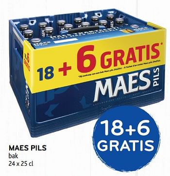 Promoties 18+6 gratis maes pils bak - Maes - Geldig van 05/12/2018 tot 18/12/2018 bij Alvo