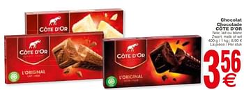 Promoties Chocolat chocolade - Cote D'Or - Geldig van 04/12/2018 tot 10/12/2018 bij Cora