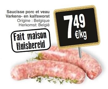 Promotions Saucisse porc et veau varkens- en kalfsworst - Produit maison - Cora - Valide de 04/12/2018 à 10/12/2018 chez Cora