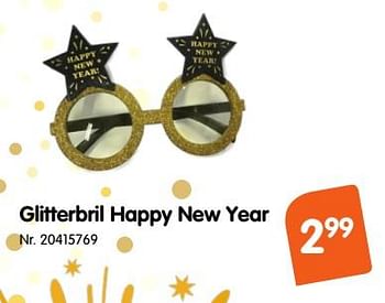 Promotions Glitterbril happy new year - Produit maison - Fun - Valide de 30/11/2018 à 25/12/2018 chez Fun