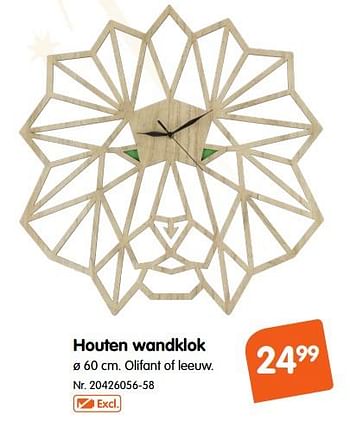 Promoties Houten wandklok - Huismerk - Fun - Geldig van 30/11/2018 tot 25/12/2018 bij Fun