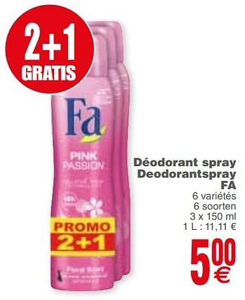 Promoties Déodorant spray deodorantspray fa - Fa - Geldig van 04/12/2018 tot 10/12/2018 bij Cora