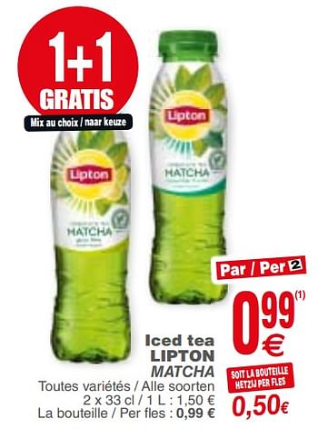 Promoties Iced tea lipton matcha - Lipton - Geldig van 04/12/2018 tot 10/12/2018 bij Cora