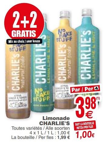 Promoties Limonade charlie`s - Charlie's Juice - Geldig van 04/12/2018 tot 10/12/2018 bij Cora
