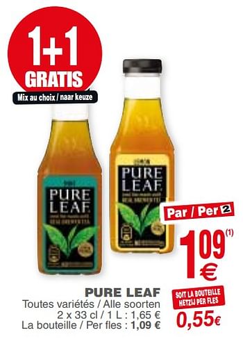 Promoties Pure leaf toutes variétés - alle soorten - Pure Leaf - Geldig van 04/12/2018 tot 10/12/2018 bij Cora
