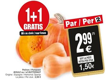 Promoties Potiron - pompoen boule ou - of butternut - Huismerk - Cora - Geldig van 04/12/2018 tot 10/12/2018 bij Cora