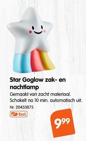 Promotions Star goglow zak- en nachtlamp - Produit maison - Fun - Valide de 30/11/2018 à 25/12/2018 chez Fun
