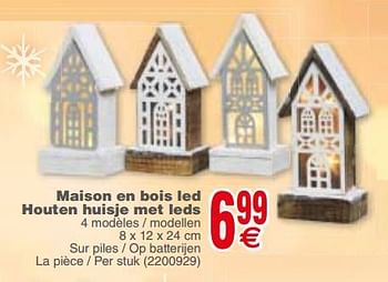 Promoties Maison en bois led houten huisje met leds - Huismerk - Cora - Geldig van 04/12/2018 tot 17/12/2018 bij Cora