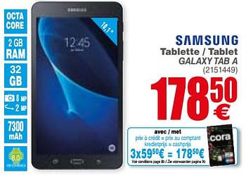 Promotions Samsung tablette - tablet galaxy tab a - Samsung - Valide de 04/12/2018 à 17/12/2018 chez Cora