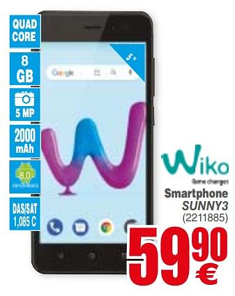 Promoties Wiko smartphone sunny3 - Wiko - Geldig van 04/12/2018 tot 17/12/2018 bij Cora