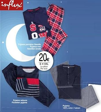 Promoties Pyjama pantalon flanelle pyjama met flanellen broek - INFLUX - Geldig van 04/12/2018 tot 17/12/2018 bij Cora